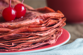 Chocolate and Beetroot Pancakes with Chopped Dates