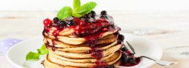 Gingerbread pancakes with coconut yoghurt and spiced fruit compote