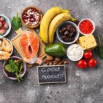 photo of food for good mood, with blackboard stating 'good mood'