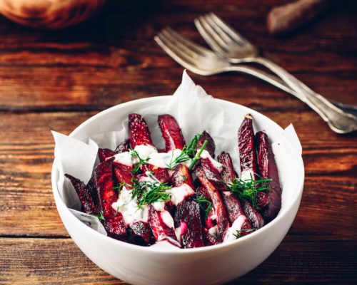 Beetroot Chips and Herb Yoghurt