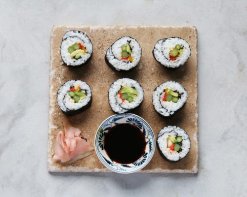 Vegan Maki Roll Rainbow Sushi