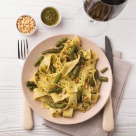 TOMATO AND BEAN PESTO FETTUCCINE