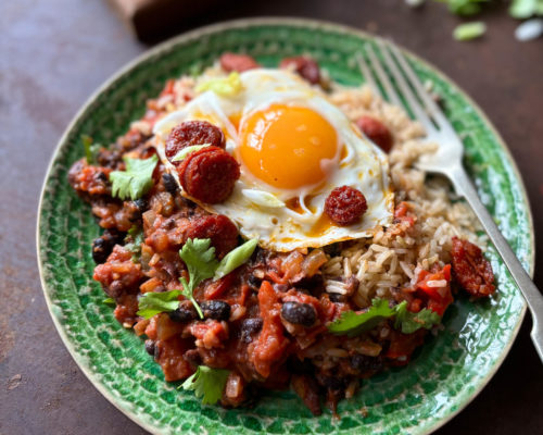 Jenny Chandler’s Black Bean, Pepper and Tomato Cazuela